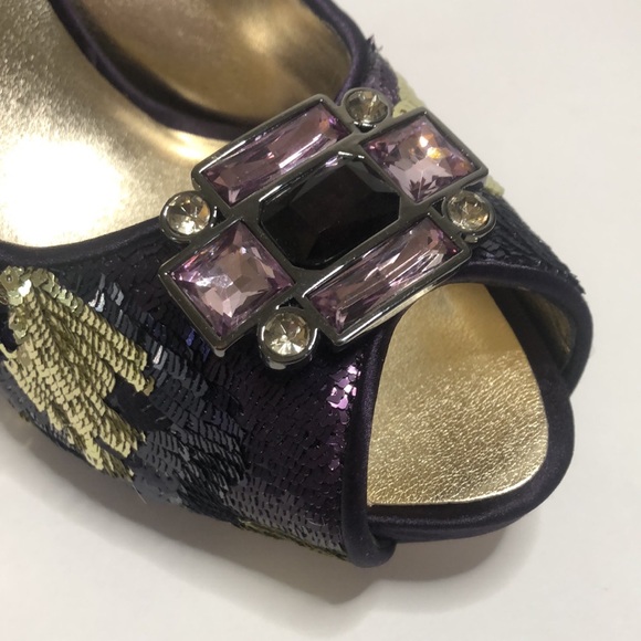 Nina New York multi colored purple sequin open toe heels size 10m - Picture 9 of 10